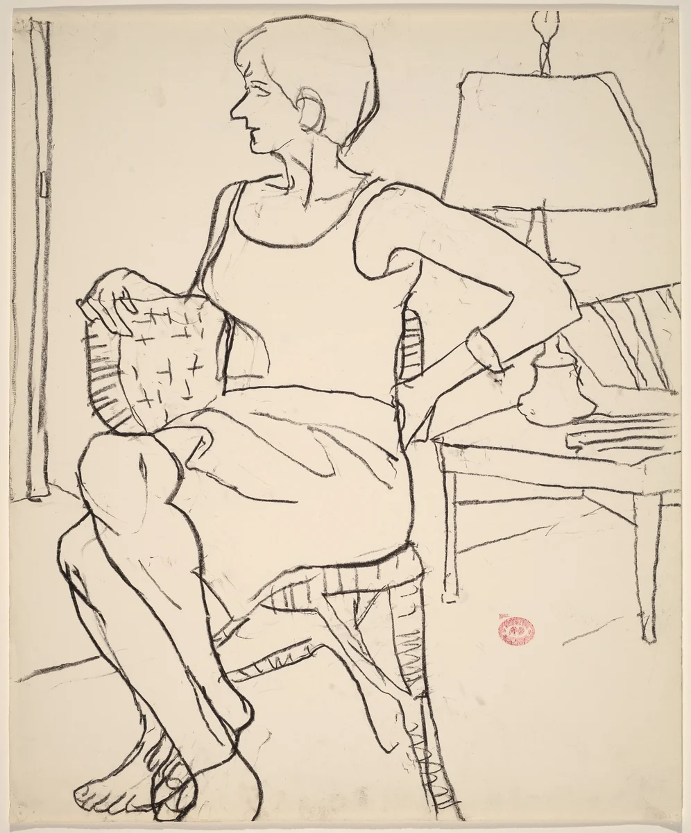 Untitled [seated woman with legs crossed] by Richard Diebenkorn, drawing, 1955-1967