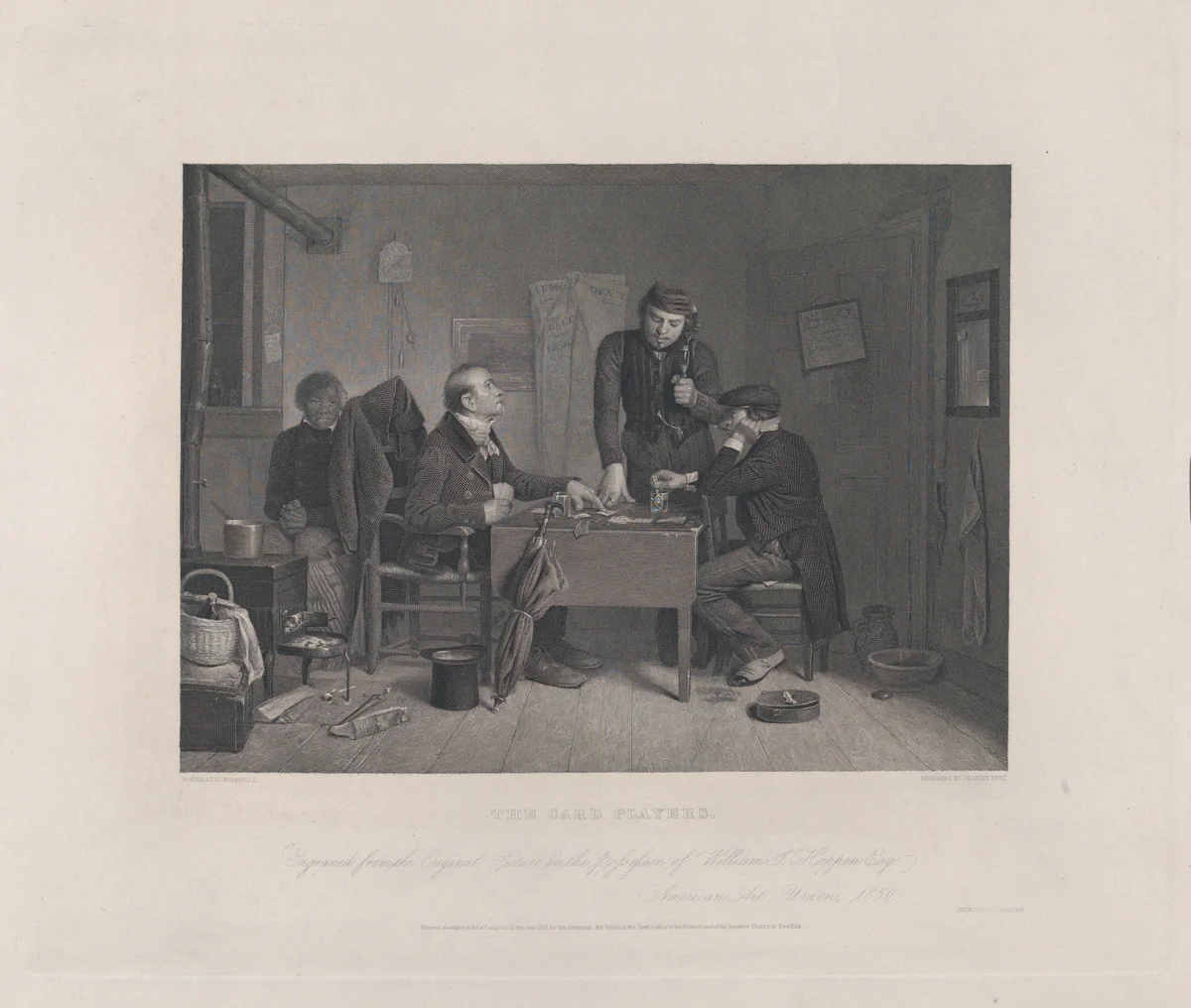 The Card Players by Charles Burt, print, 1851
