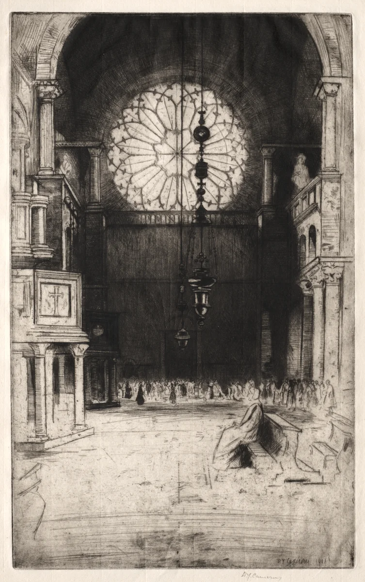 St. Mark's No. 2 (Venice) -- Interior by David Young Cameron, print, 1900