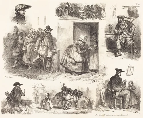 Eight Vignettes of Genre Incidents by Auguste Raffet, print, 1804-1860