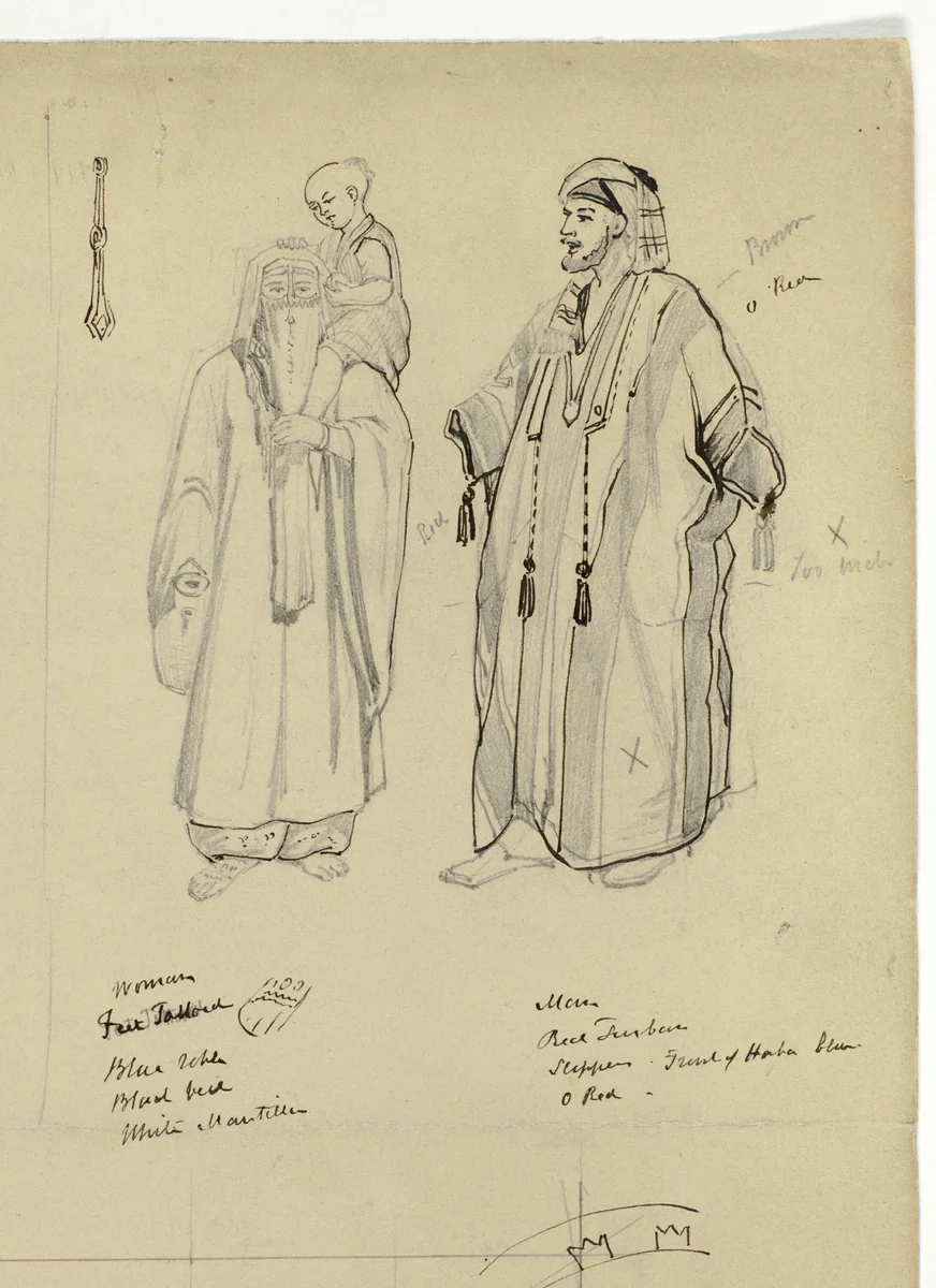 Arabic Man, Woman and Child by Unknown Artist, drawing, 1800-1899