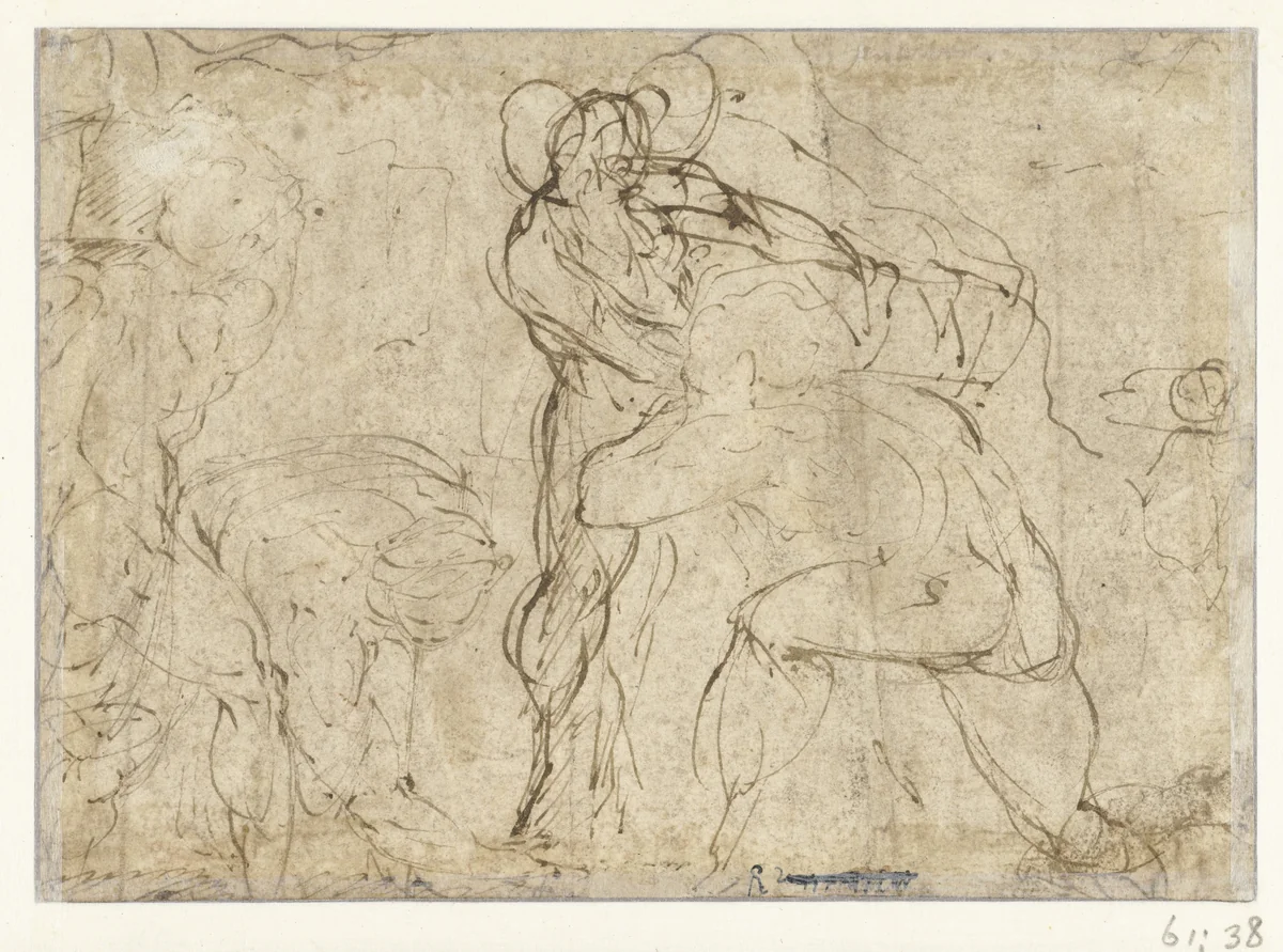 Schetsen van verschillende naaktfiguren by Unknown, drawing, 1513-1620