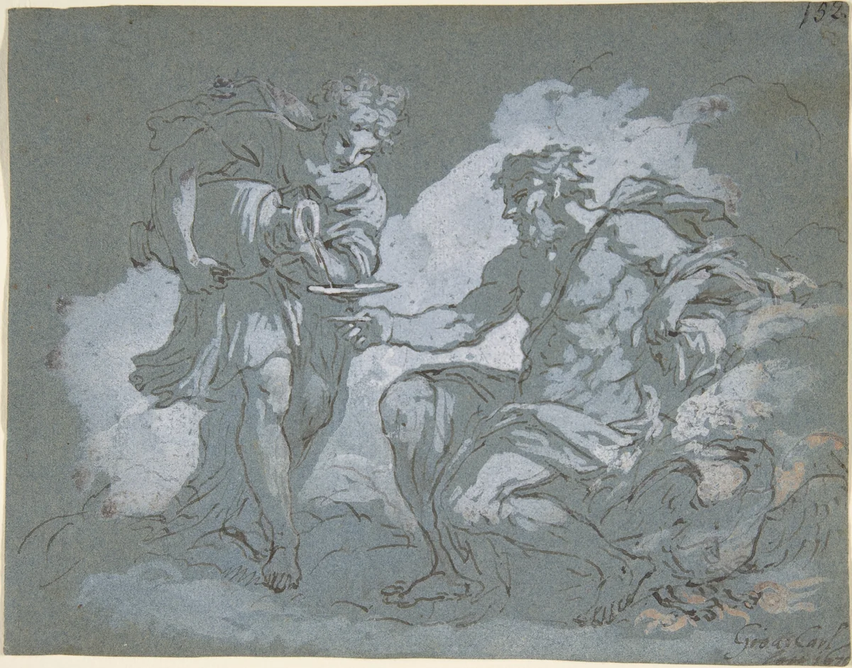 Jupiter and Ganymede by Johan Carl Loth, drawing, 1645-1698
