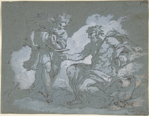 Jupiter and Ganymede by Johan Carl Loth, drawing, 1645-1698