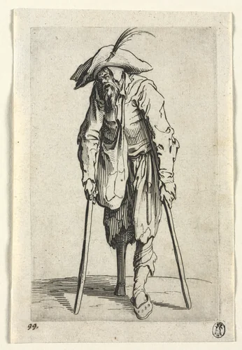 The Beggars: Beggar with Wooden Leg by Jacques Callot, print, 1619-1627