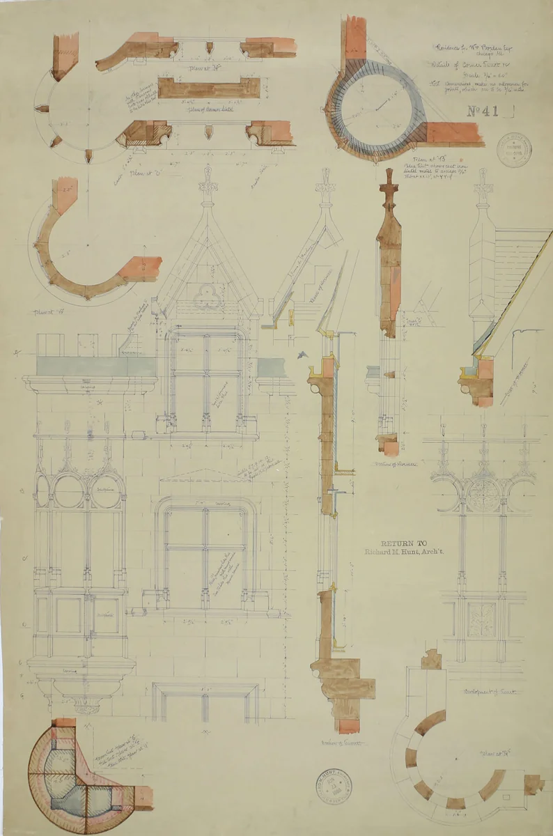 William Borden Esq. House, Chicago, Illinois, Detail by Richard Morris Hunt, drawing, 1886