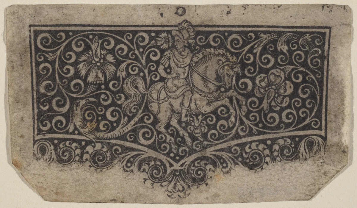 Arabesque with Knight by Italian, print