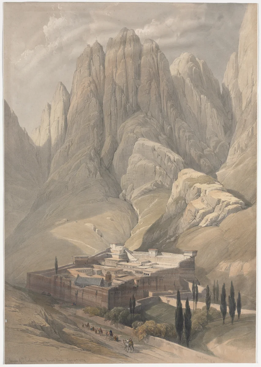 Convent of St. Catherine with Mount Horeb by David Roberts, print, 1839