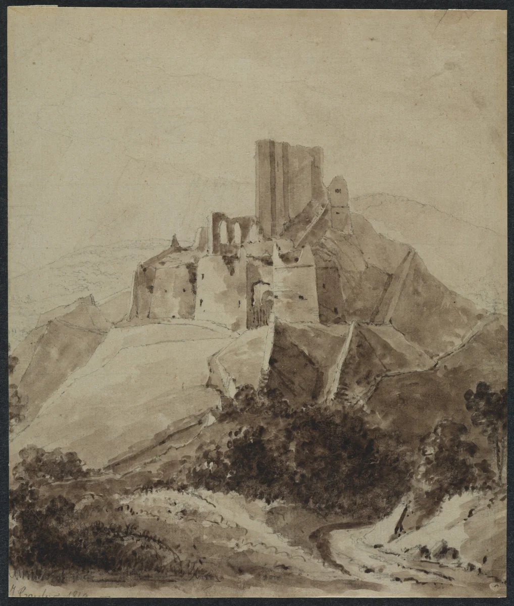 Ruins of Chateau d'Arque by Isidore Justin Taylor, drawing, 1819
