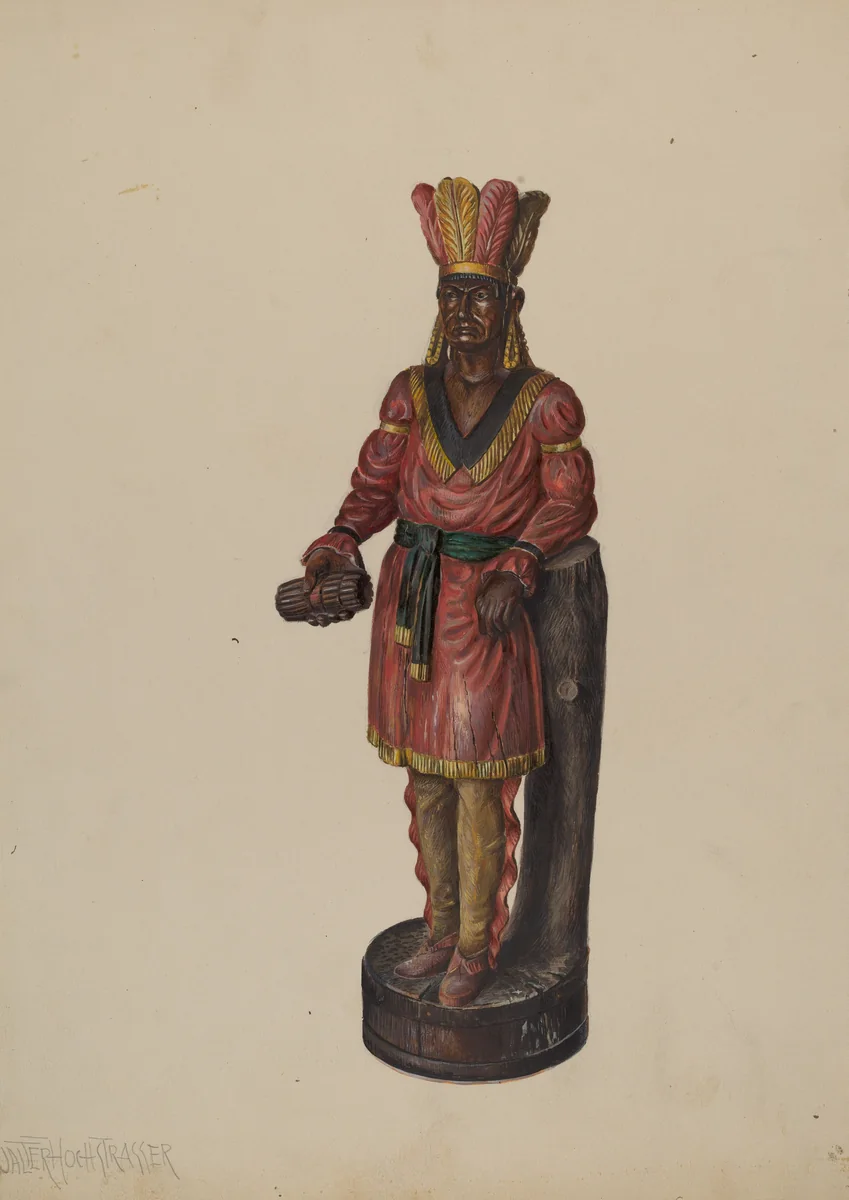 Cigar Store Indian by Walter Hochstrasser, index of american design, 1936