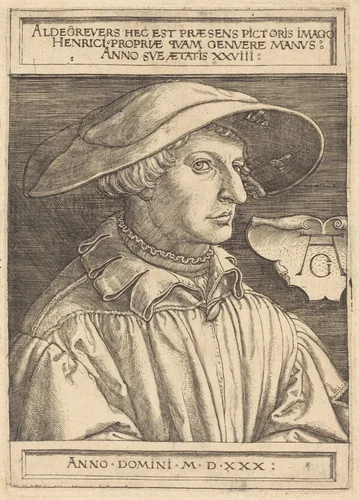 Self-Portrait by Heinrich Aldegrever, print, 1530