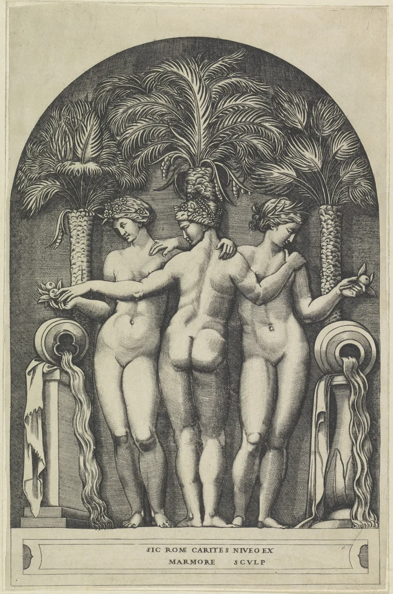 Drie gratiën by anonymous, print, 1490-1527
