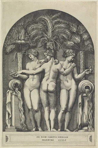 Drie gratiën by anonymous, print, 1490-1527