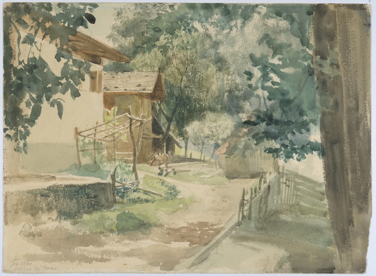 A Farmyard near Merano by Franz Meyerheim, drawing, 1860