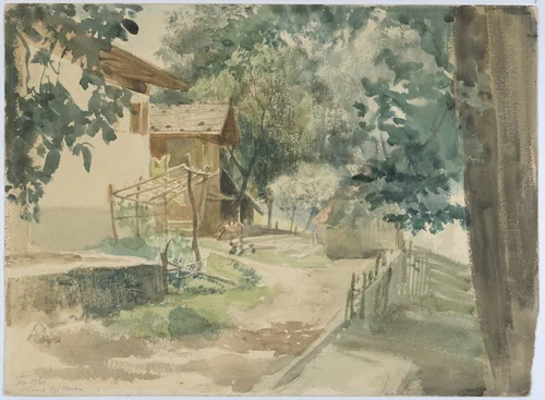 A Farmyard near Merano by Franz Meyerheim, drawing, 1860