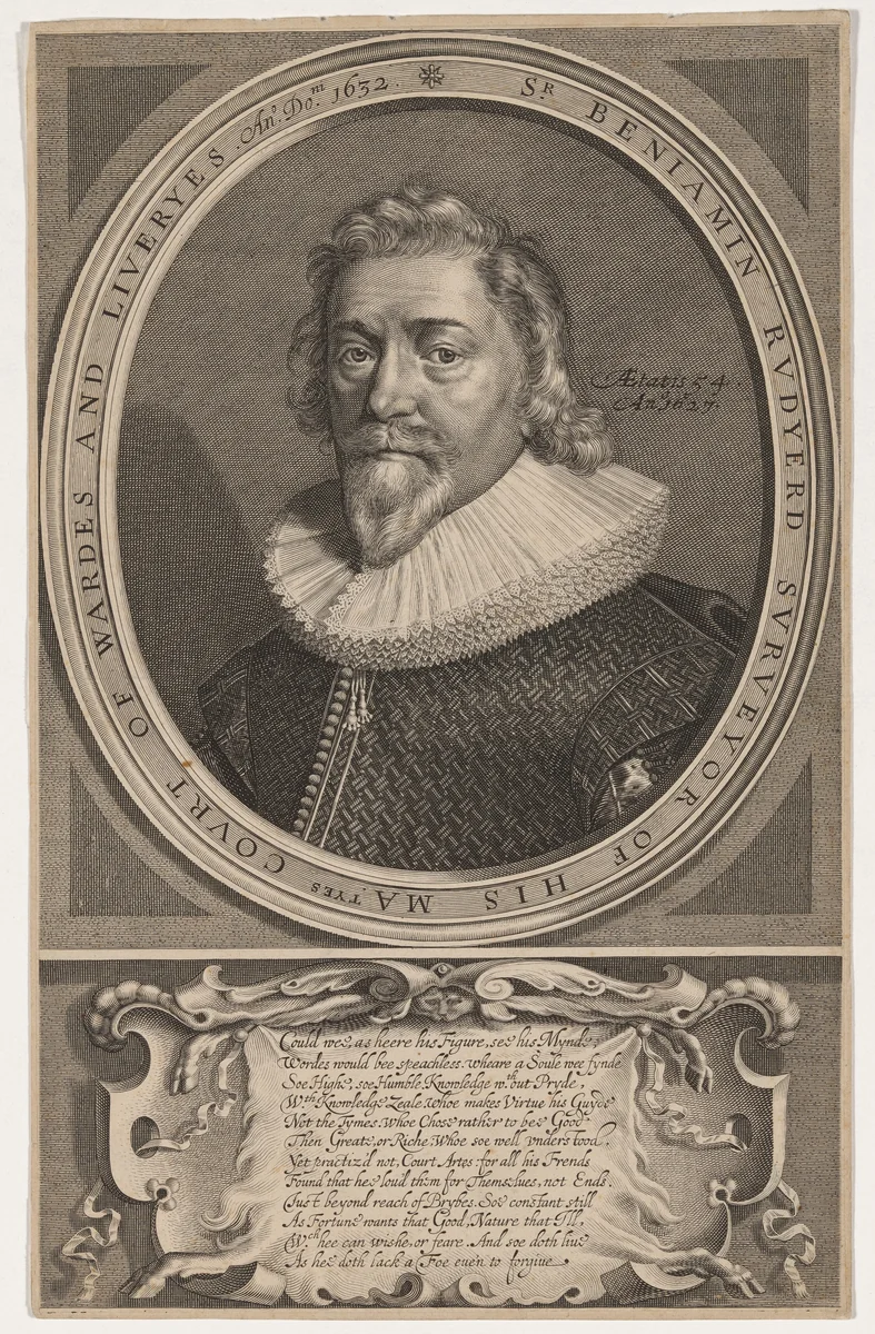 Sir Benjamin Rudyerd by John Payne; Daniel Mytens the Elder, print, 1607-1647