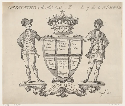 Dedicated to the Newly Created E-l of L-nsd-le by Thomas Rowlandson, print, 1784