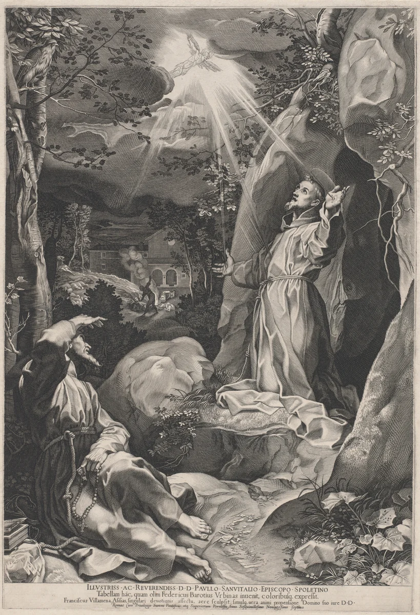Saint Francis Receiving the Stigmata by Francesco Villamena
Federico Barocci, print, 1597