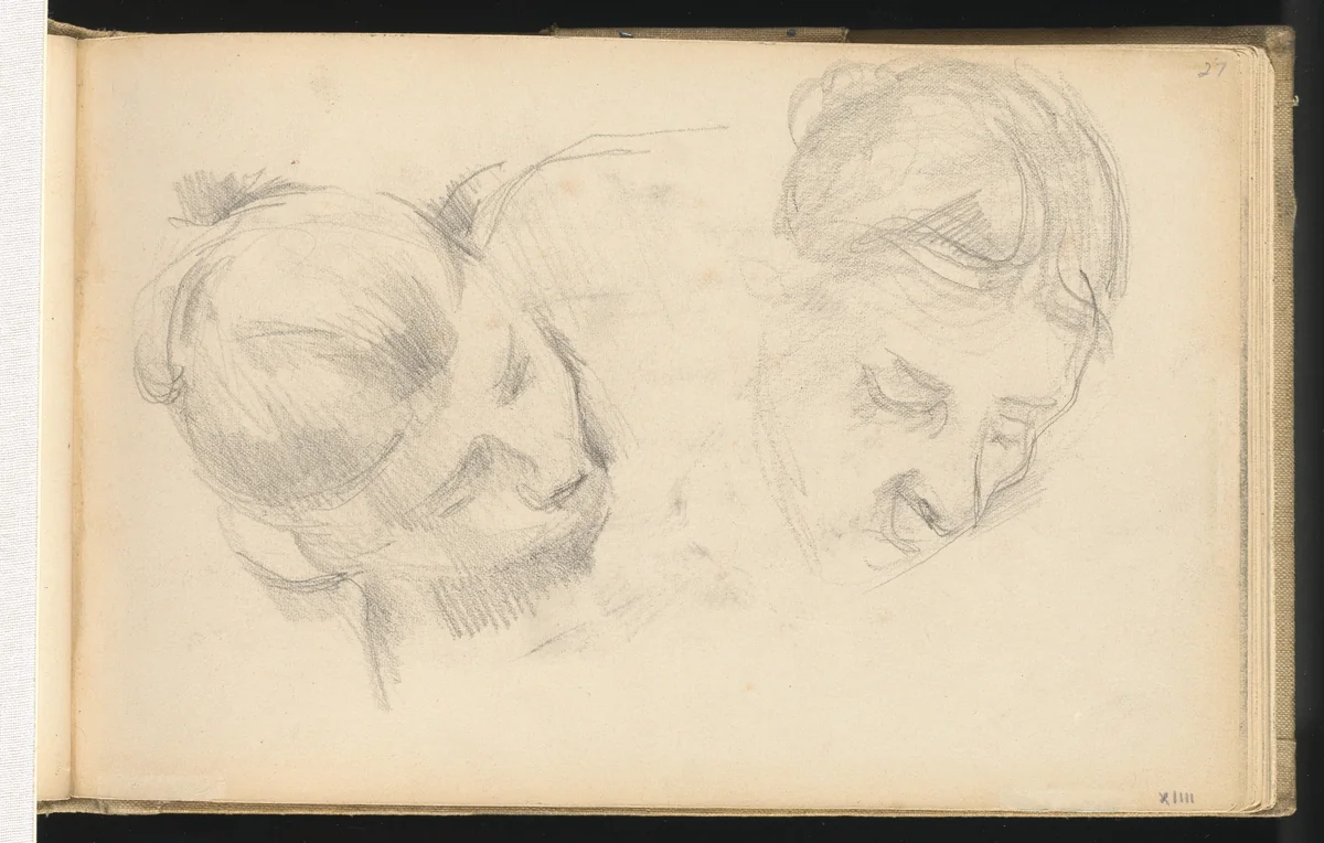 Two Heads of Women by Paul Cezanne, drawing, 1890-1894