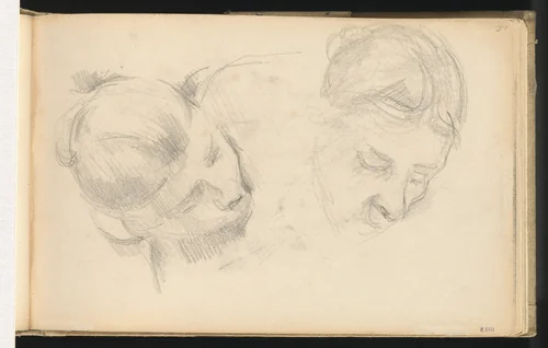 Two Heads of Women by Paul Cezanne, drawing, 1890-1894