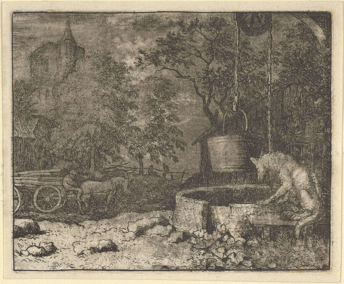 Renard Plays Another Trick on the She-Wolf from Hendrick van Alcmar's Renard The Fox by Allart van Everdingen, print, 1650-1675