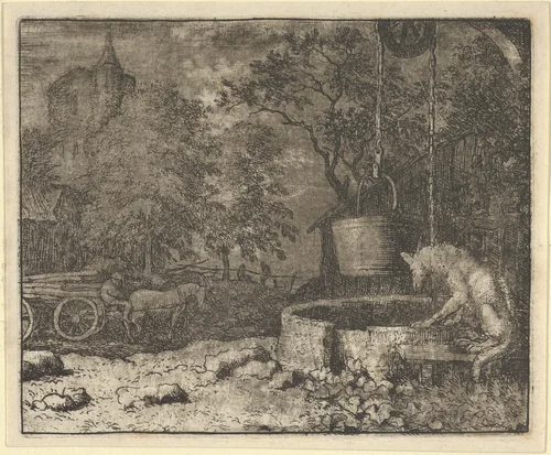 Renard Plays Another Trick on the She-Wolf from Hendrick van Alcmar's Renard The Fox by Allart van Everdingen, print, 1650-1675