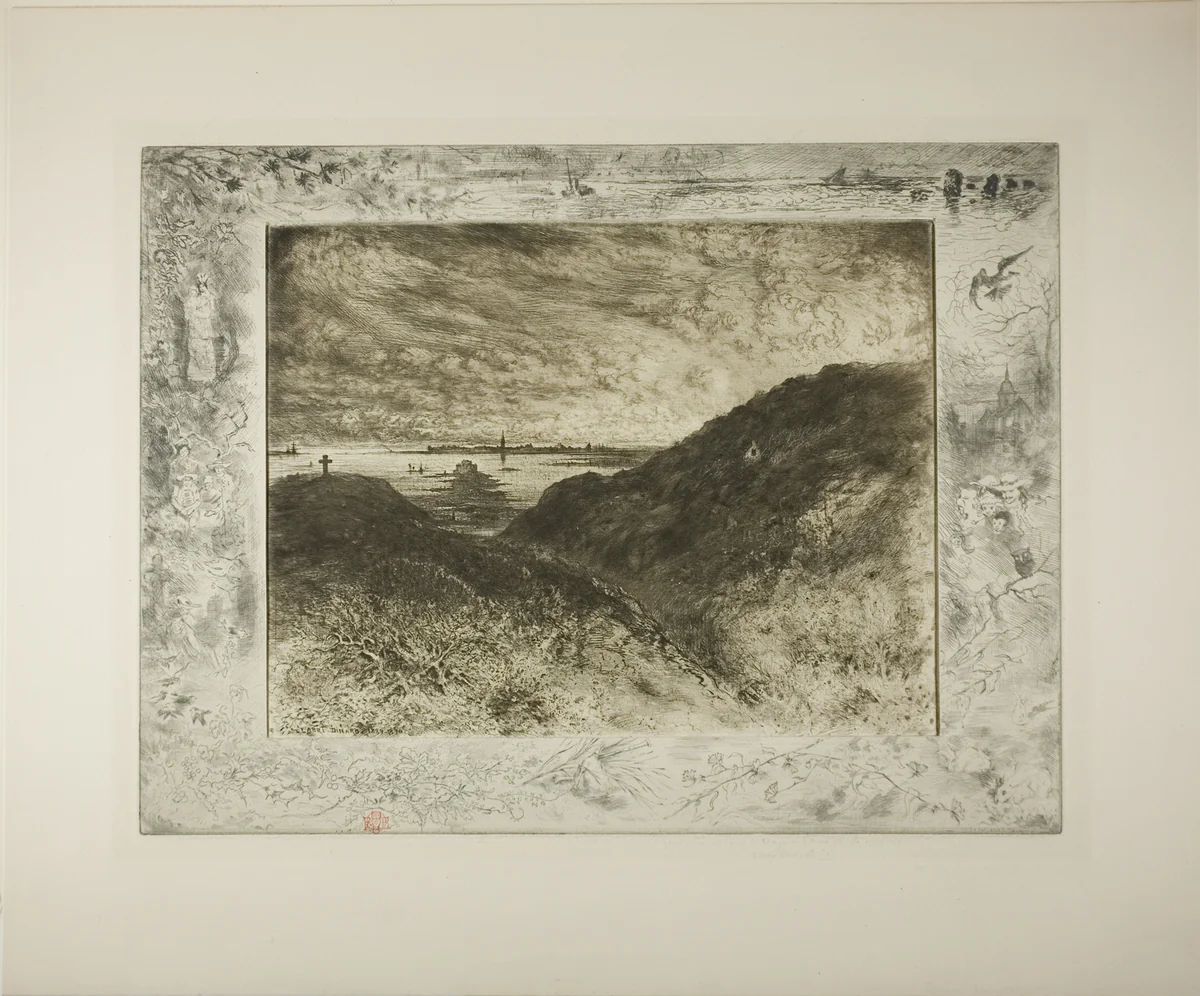 The Cliff, Bay of St. Malo by Félix Hilaire Buhot, print, 1889-1890