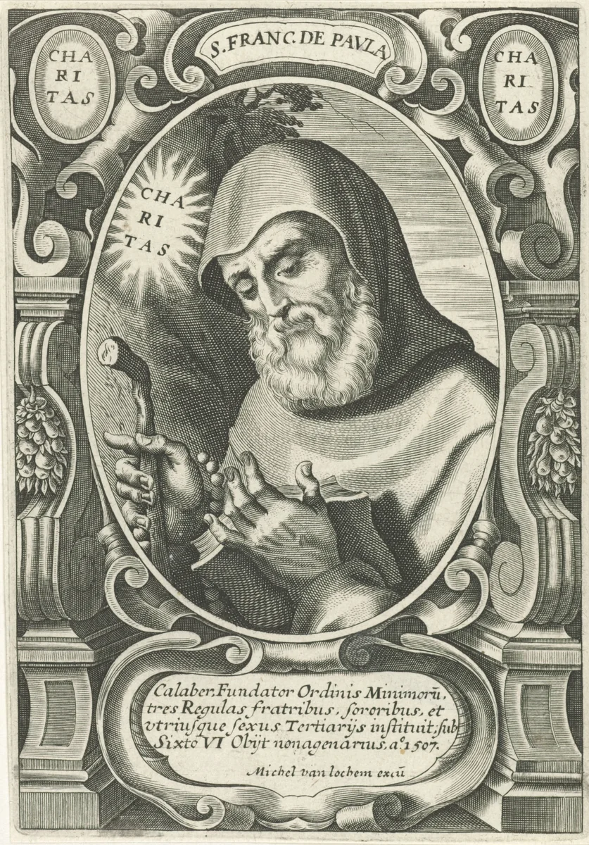 Portret van H. Franciscus van Paola by Michel van Lochom, print, 1611-1647