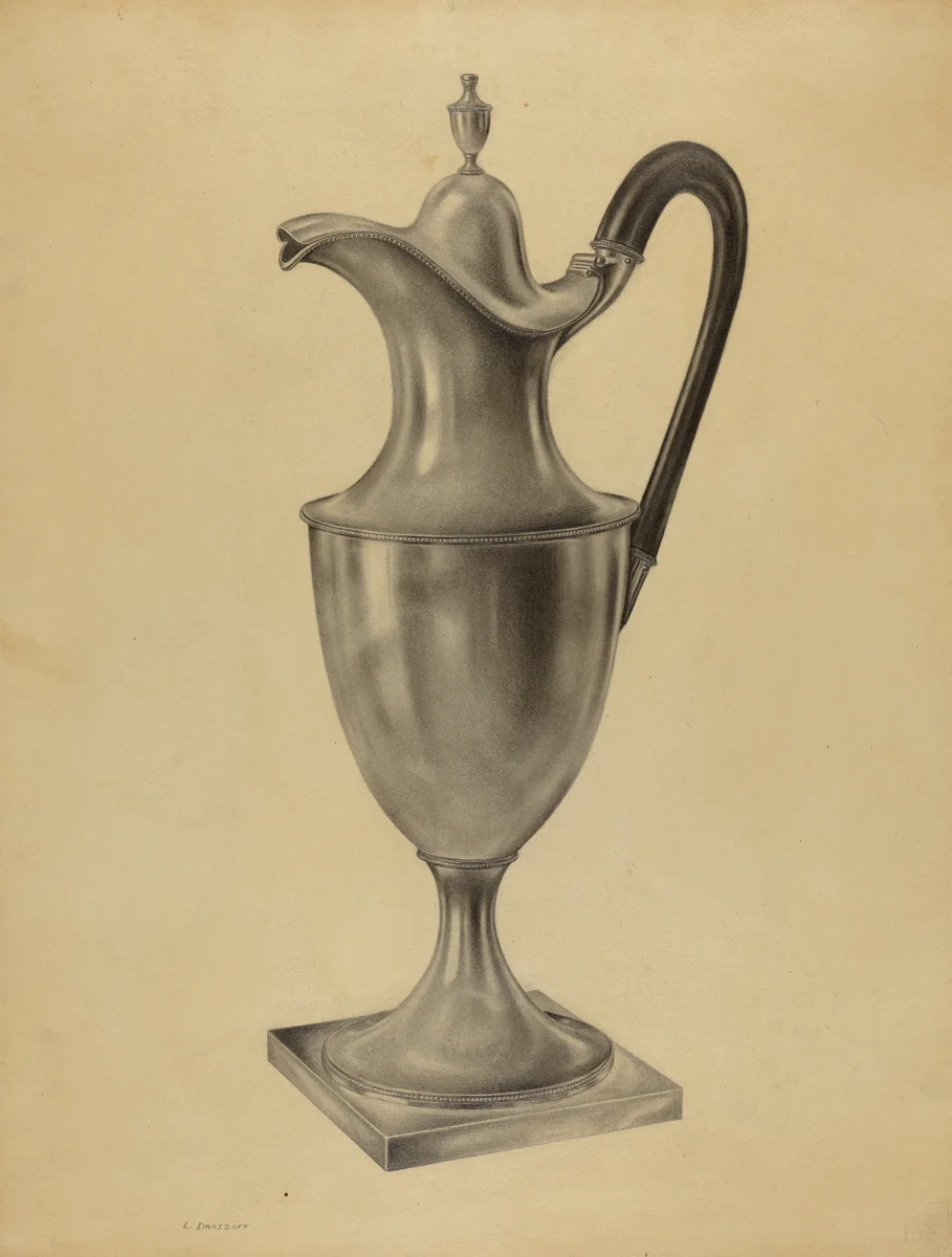 Silver Hot Water Pot by Leo Drozdoff, index of american design, 1938