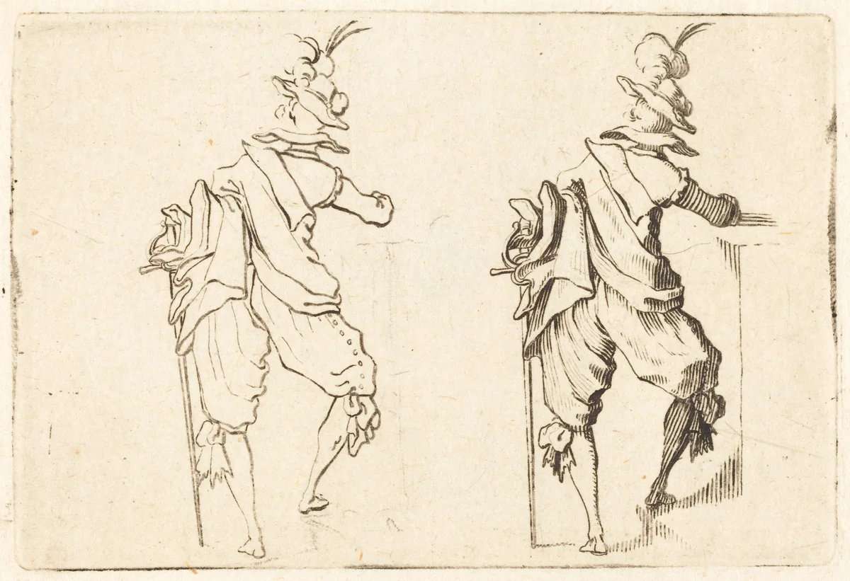 Man with Sword by Jacques Callot, print, 1622