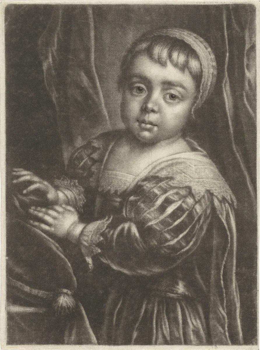 Portret van Karel II, prins van Wales, als kind by Wallerant Vaillant, print, 1658-1677