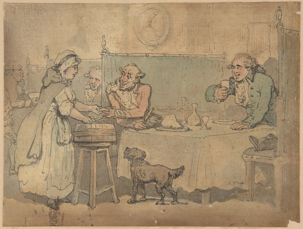 Tavern scene by Thomas Rowlandson, drawing, 1780-1827