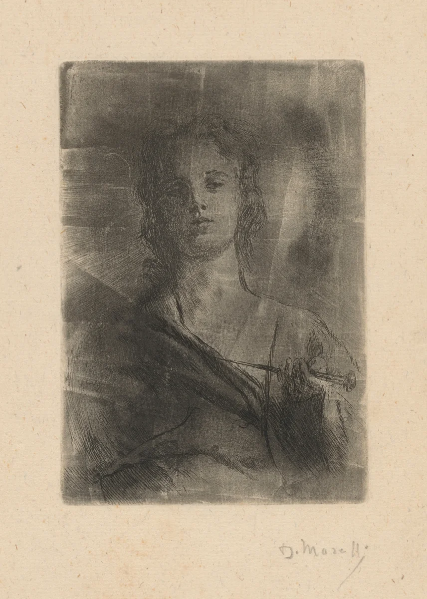 Personification of Engraving (Allegoria dell'incisione) by Domenico Morelli, print, 1879