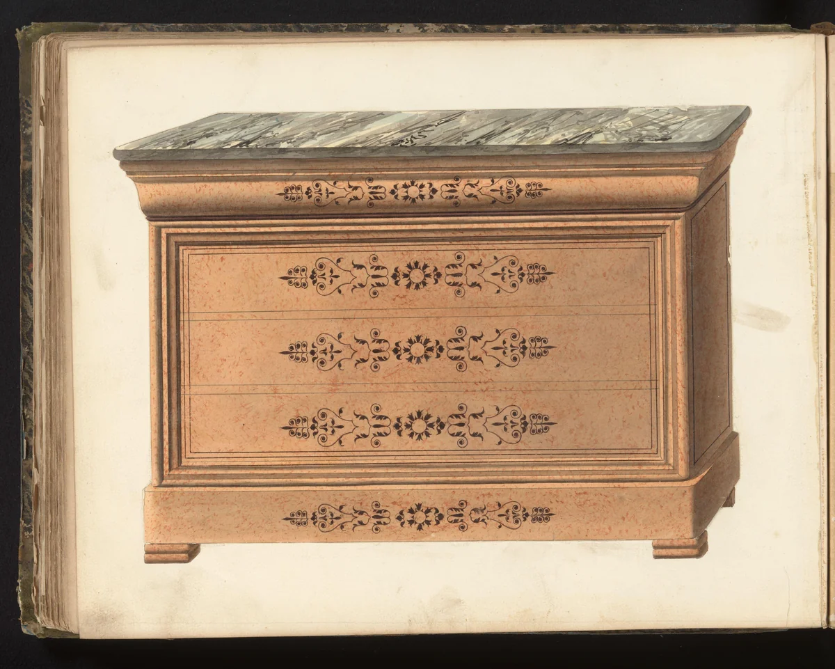 Ontwerp voor een secretaire by anonymous, drawing, 1825-1839