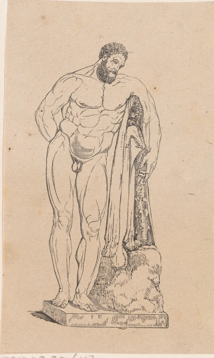 Hercules met attributen by Isaac Weissenbruch, print, 1836-1912