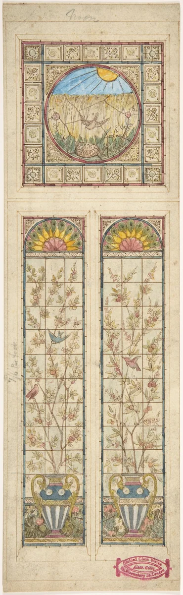 Design for a stained glass window by Alexander Gibbs, drawing, 1866-1892