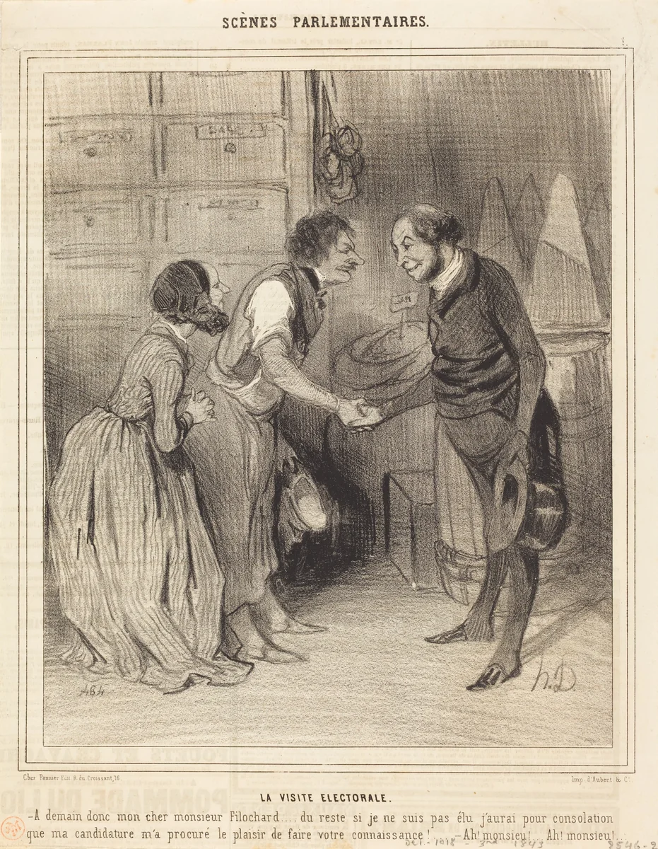 La Visite électorale by Honoré Daumier, print, 1843