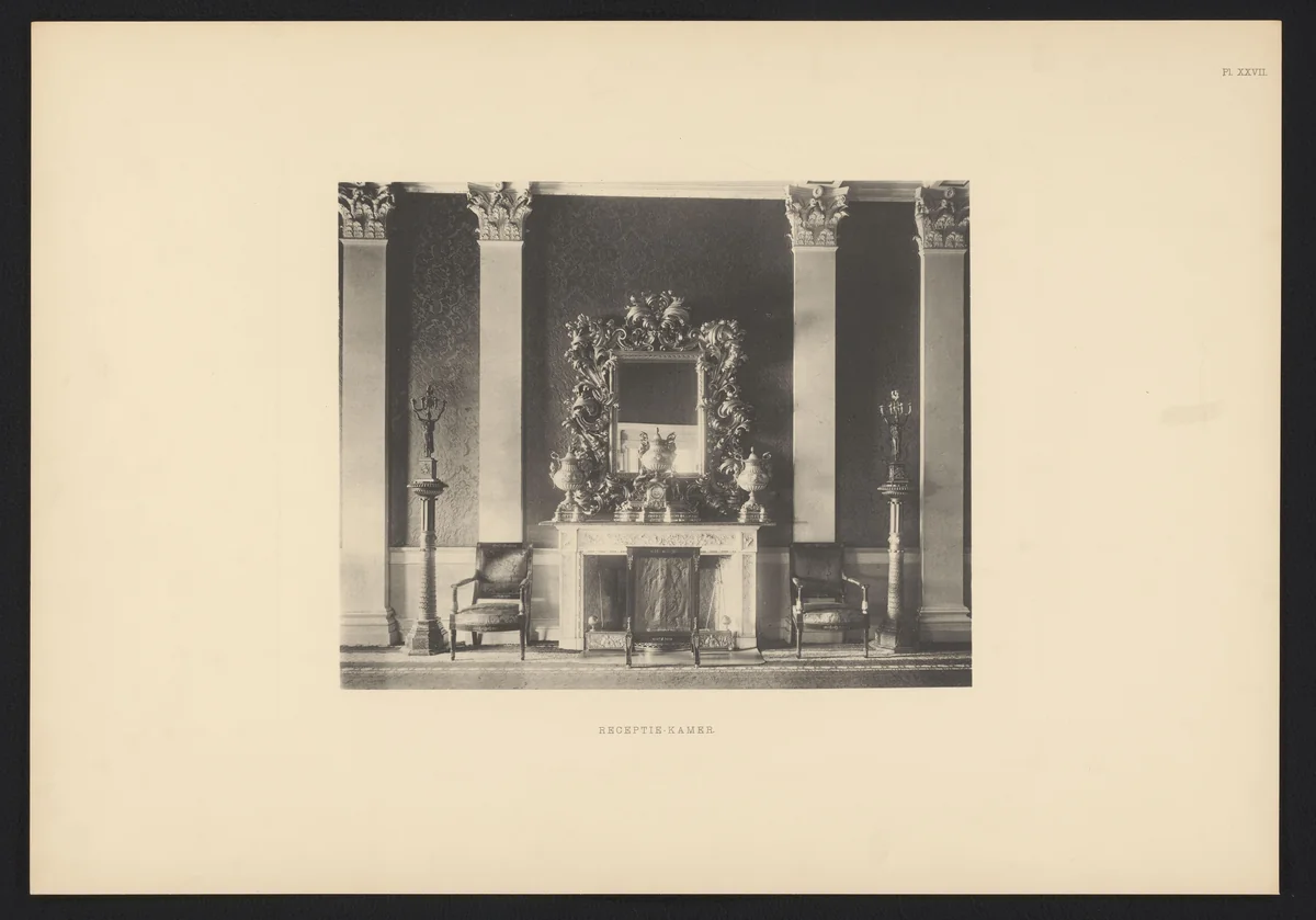 Receptiekamer, met schouw, in het Paleis op de Dam, Amsterdam by anonymous, photograph, 1899