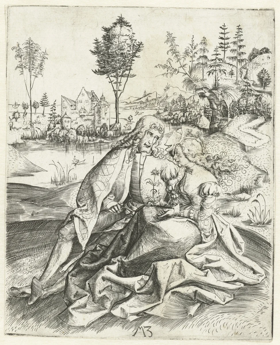 Het liefdespaar by Unknown, print, 1500-1503