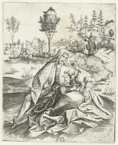 Het liefdespaar by Unknown, print, 1500-1503