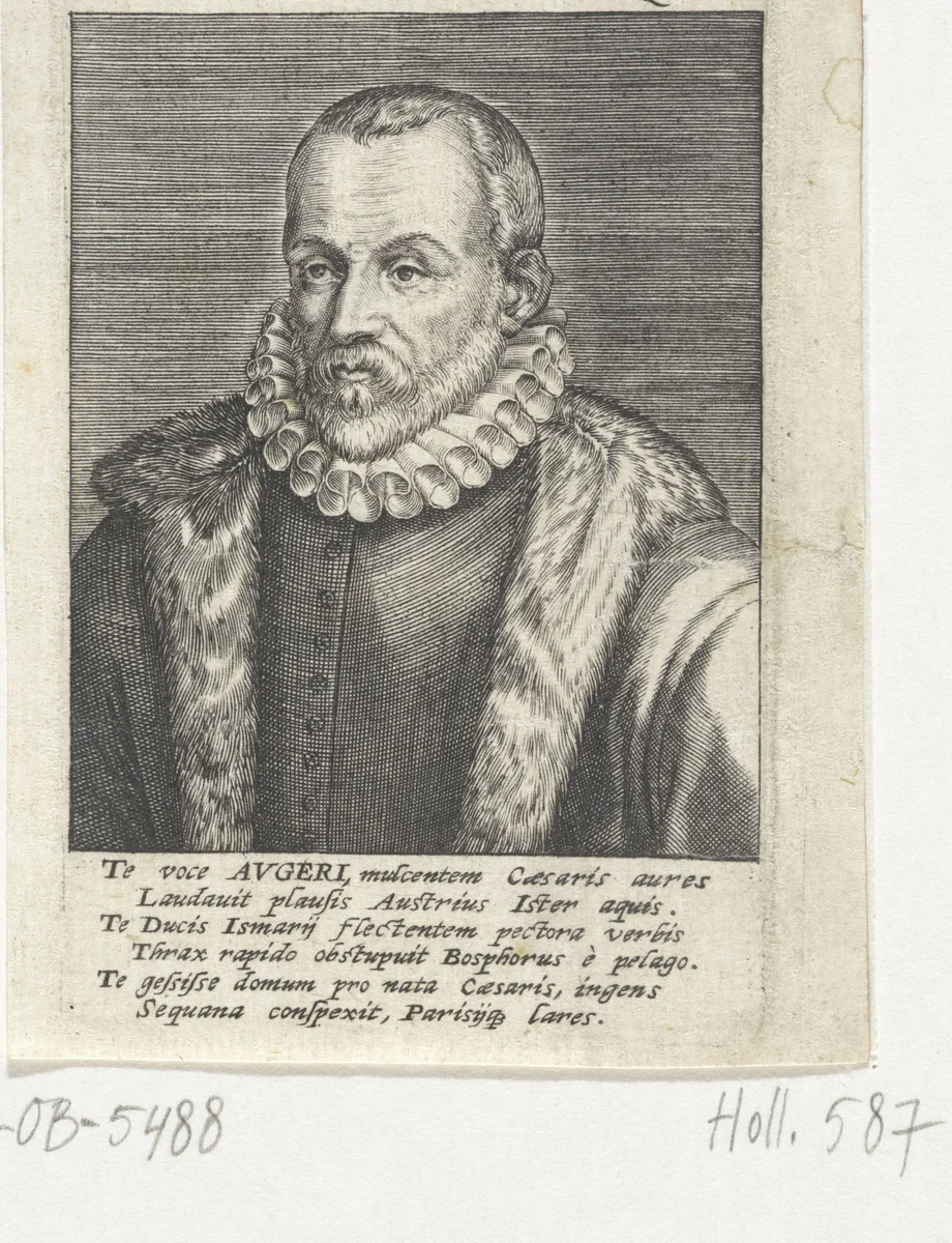 Portret van Ogier Ghislain de Busbecq by Johann Sadeler, print, 1560-1600
