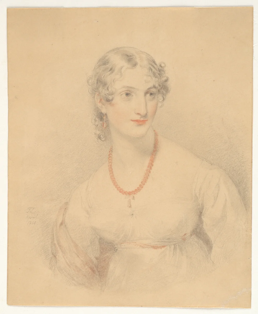 Portrait of a Young Lady with an Amber Necklace by Sir Thomas Lawrence, drawing, 1814