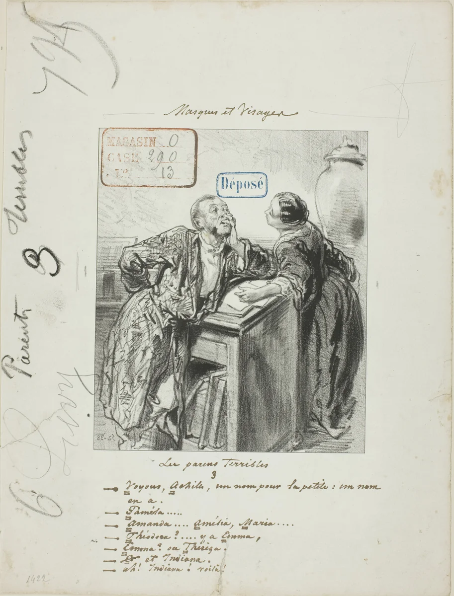 Les-Parents-Terribles series: Well, now, Achilles... by Paul Gavarni, print, 1852