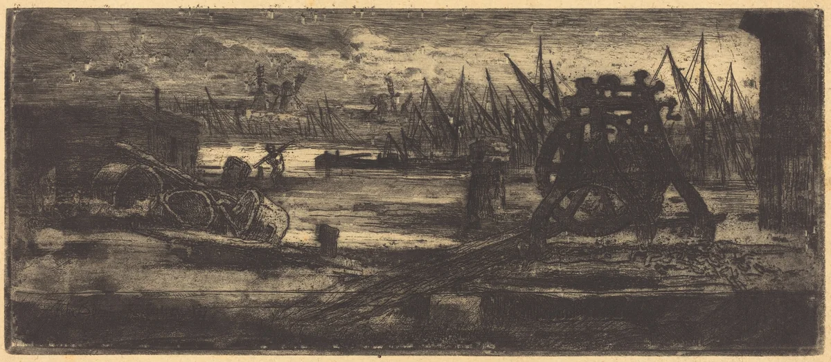 Un Vieux Chantier à Rochester (The Old Dock-yard at Rochester) by Félix-Hilaire Buhot, print, 1847-1898