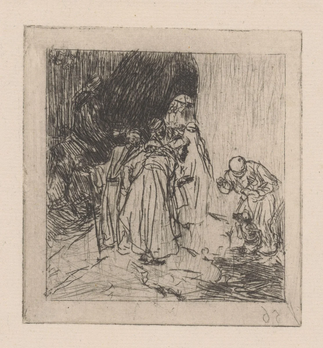 Dresseur met gedresseerde aap by Marius Bauer, print, 1888