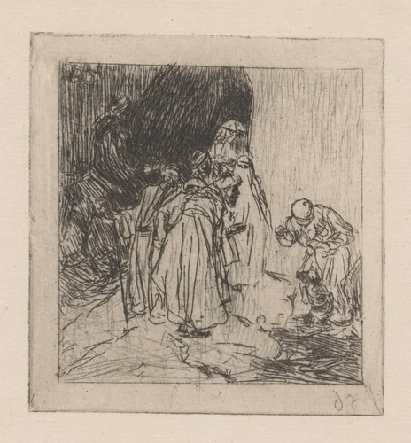Dresseur met gedresseerde aap by Marius Bauer, print, 1888