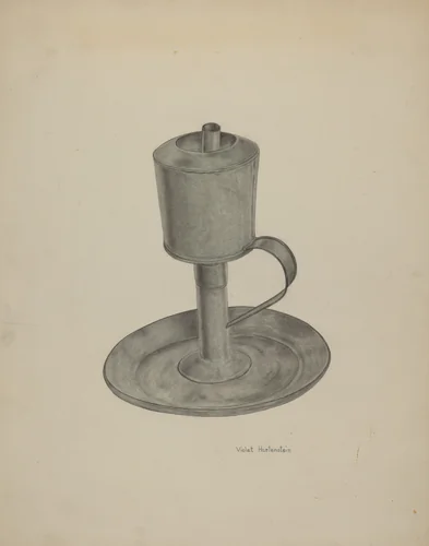 Pewter Grease Lamp by Violet Hartenstein, index of american design, 1941