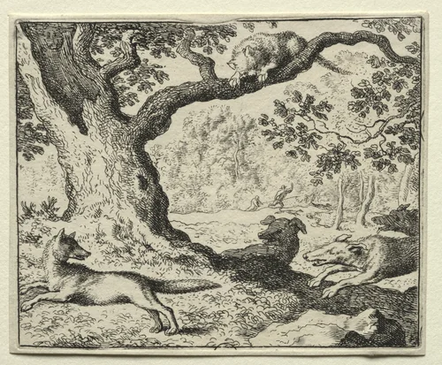 Reynard the Fox: The Disloyal Cat by Allart van Everdingen, print, 1650-1675