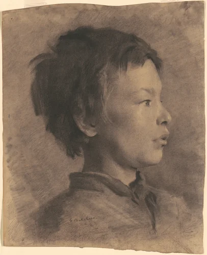 Head of a Boy by Gari Melchers, drawing, 1890-1900