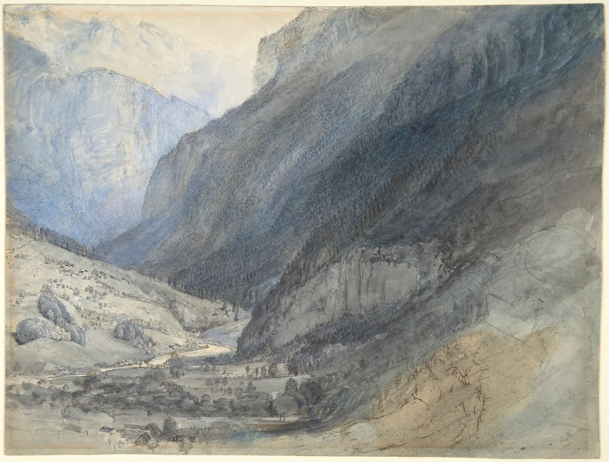 The Valley of Lauterbrunnen, Switzerland by John Ruskin, drawing, 1861-1871
